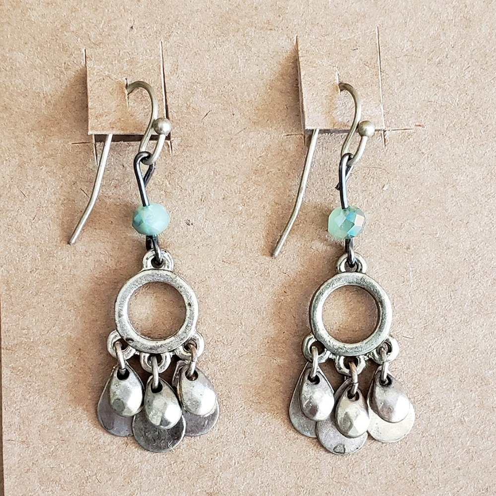 Boho dangle earring with green bead